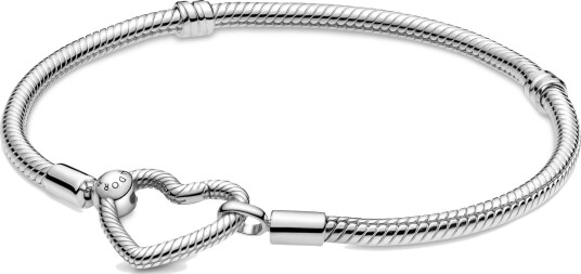Pandora, Armbånd i 925 sølv med hjertelås, 17 cm Pandora, Armbånd i 925 sølv med hjertelås, 17 cm