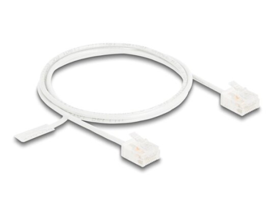 Delock Rj45 Nettverkskabel Cat.6 Utp Ultra Slim 1 M Hvit Med Korte Plugger