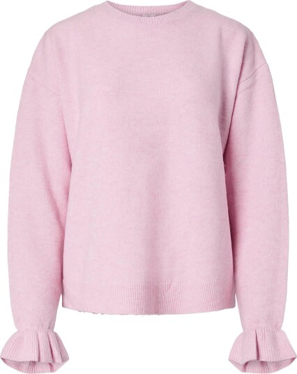Pieces Pcsally Ls Frill Cuff Knit Noos Bc   Pink   L