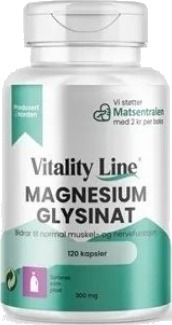 Vitality line magnesium glysinat 300 mg 120 kapsler utsolgt Vitality line magnesium glysinat 300 mg 120 kapsler utsolgt