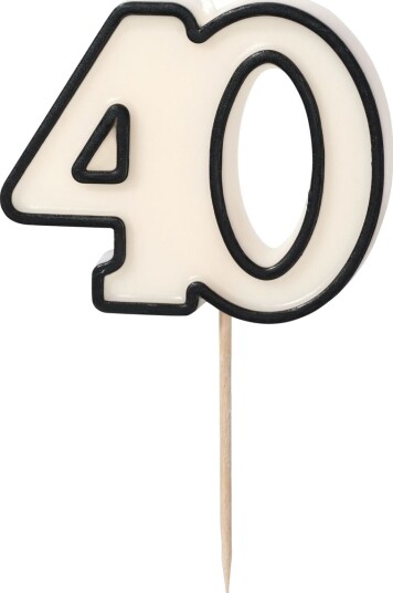 40 Års Bursdagslys 5,5 cm Svart og Hvit 40 Års Bursdagslys 5,5 cm Svart og Hvit