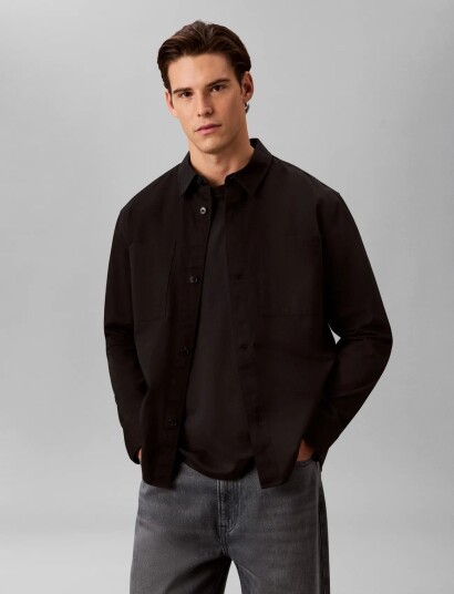 Calvin Klein Ls Garment Wash Twill Easy Overs Black S Calvin Klein Ls Garment Wash Twill Easy Overs Black S