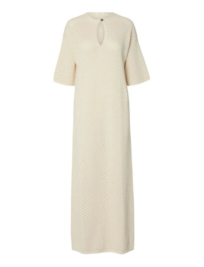 Selected Slfivy 2/4 Knit Structure Dress Cream XS