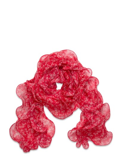 Lauren Ralph Lauren Floral Ruffled Scarf   Red   ONE SIZE