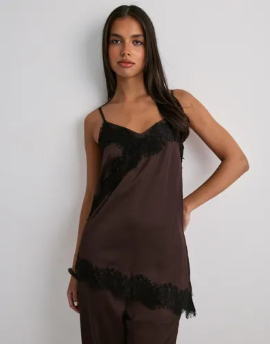 Pieces Brun Pcariel Assymetric Lace Top D2D Pp Pieces Brun Pcariel Assymetric Lace Top D2D Pp