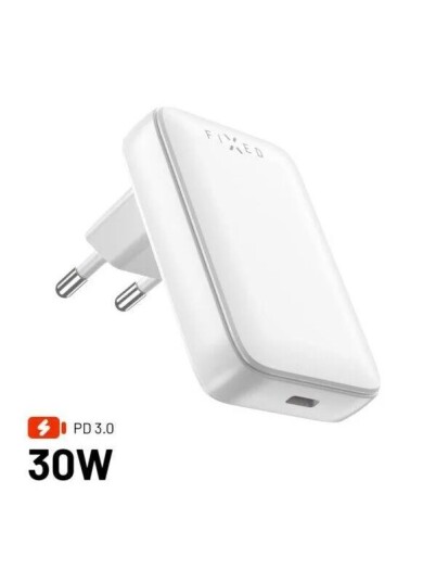 FIXED Slim GaN 90 Super Fast 1x USB-C charger 30W - White FIXED Slim GaN 90 Super Fast 1x USB-C charger 30W - White