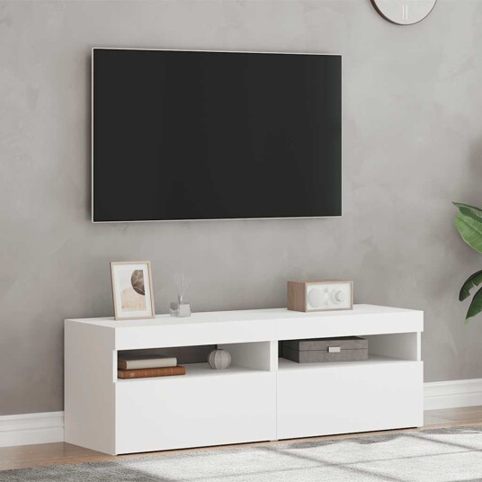 vidaXL TV-benker med LED-lys 2 stk hvit 60x35x40 cm vidaXL TV-benker med LED-lys 2 stk hvit 60x35x40 cm