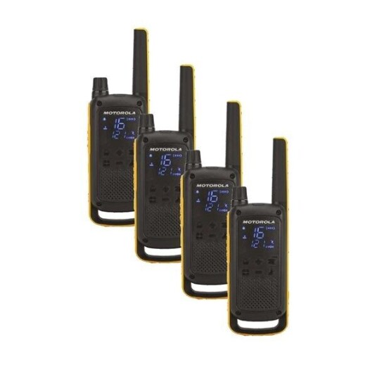 Motorola Talkabout T82 Extreme - Quad Pack - bærbar - toveis radio - PMR - 446 MHz - 16-kanalers - svart, gul (en pakke 4) Motorola Talkabout T82 Extreme - Quad Pack - bærbar - toveis radio - PMR - 446 MHz - 16-kanalers - svart, gul (en pakke 4)