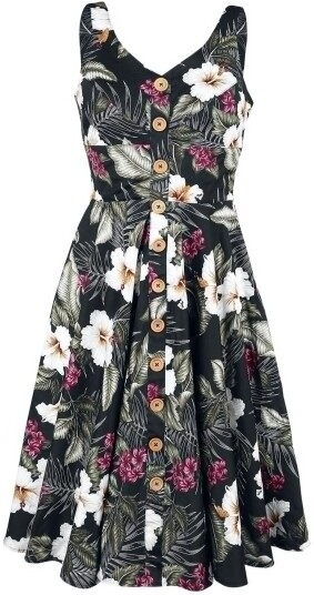 Hell Bunny   Rockabilly Middellang kjole   Tahiti 50's Dress   XS til 4XL   Damer   svart