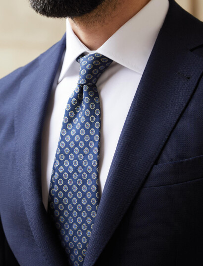 AN IVY Navy Woven Flower Silk Tie - Navy - ONE SIZE AN IVY Navy Woven Flower Silk Tie - Navy - ONE SIZE