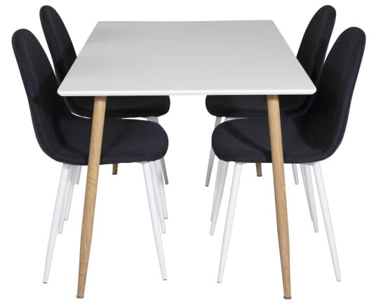 Venture Design Polar & Polar spisegruppe Hvit/svart 4 st stoler & bord 120 x 75 cm
