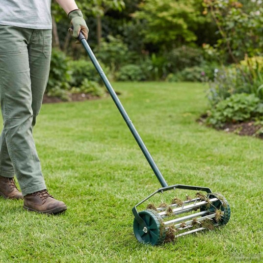 Plenrull med aeratorklips grønn 127,5 x 44 cm Stål Plenrull med aeratorklips grønn 127,5 x 44 cm Stål