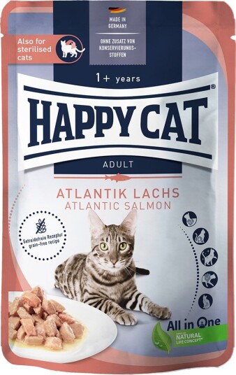 Happy Cat Våtfôr Pouch Meat In Sauce Atlanterhavslaks 24 X 85 G