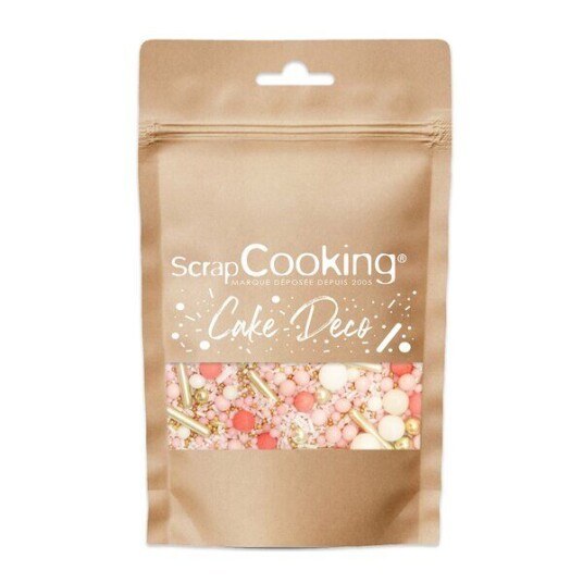 ScrapCooking   Kakestrø 70 g rosa/gull/hvit