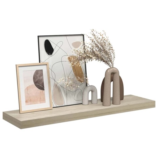 vidaXL Flytende vegghylle eik 90x23,5x3,8 cm MDF
