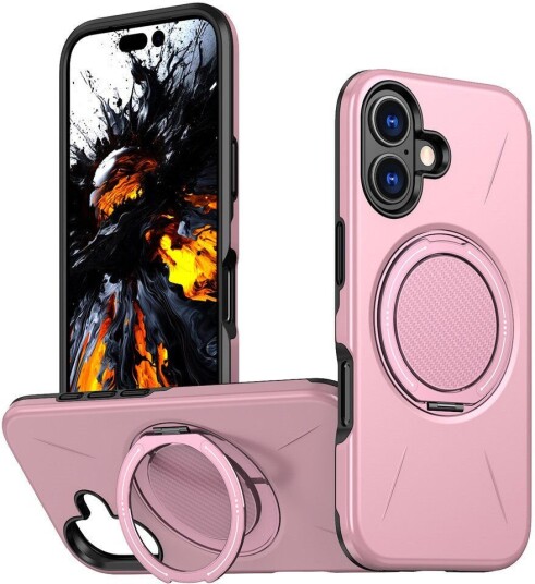 EIDERWOOD iPhone 17 Deksel med Roterende Kickstand – MagSafe Kompatibel – Rosa