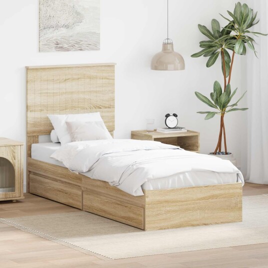 Seng med Oppbevaring Sonoma eik 75 x 190 cm Konstruert tre Seng med Oppbevaring Sonoma eik 75 x 190 cm Konstruert tre