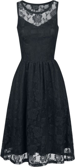 Gothicana by EMP - Goth Middellang kjole - Ermløs Blondekjole - S til 5XL - Damer - svart