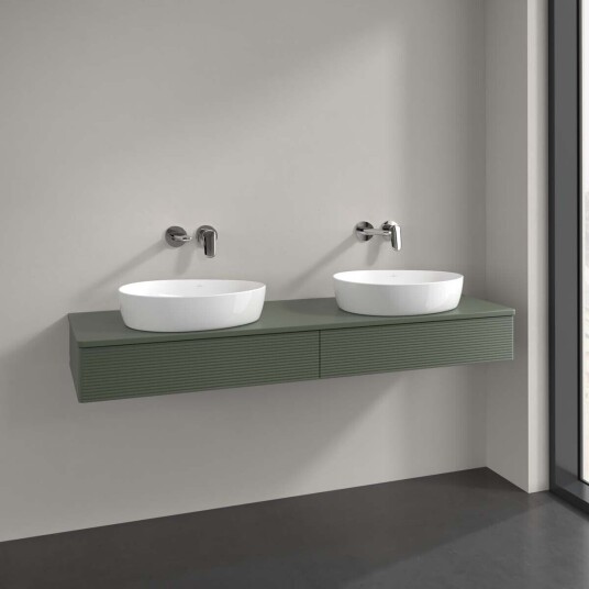 Villeroy & Boch Antao Servantskap med 2 skuffer 160x50x19 cm u/lys Grønn Matt Villeroy & Boch Antao Servantskap med 2 skuffer 160x50x19 cm u/lys Grønn Matt