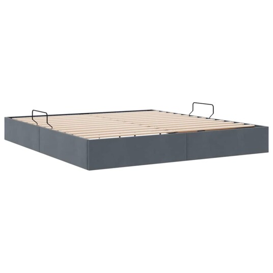 Seng med Oppbevaring med madrass Mørkegrå 160 x 200 cm Fløyel