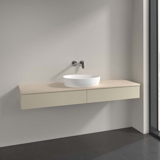 Villeroy & Boch  Antao Servantskap med 2 skuffer 160x50x19 cm m/lys Grå Matt/Crème