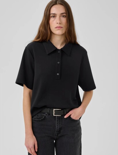 My Essential Wardrobe Mwhelle Polo Tee   Black   XL