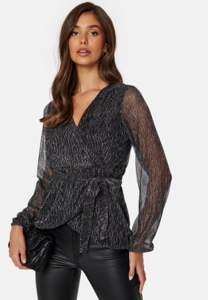 Happy Holly Perley sparkling wrap top Black / Silver 32/34