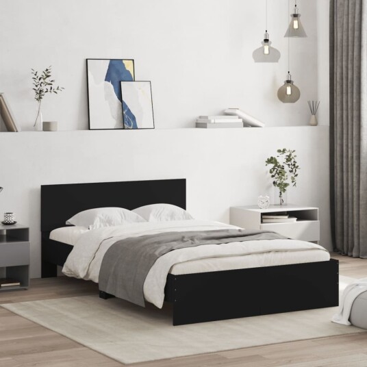 vidaXL Sengeramme med hodegavl svart 120x190 cm 8721012247291 vidaXL Sengeramme med hodegavl svart 120x190 cm 8721012247291