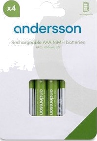 Andersson oppladbare AAA batteri 4 pk