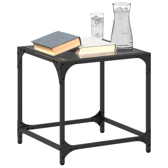  Salongbord med svart glassplate 2 stk 40x40x40 cm stål 845961
