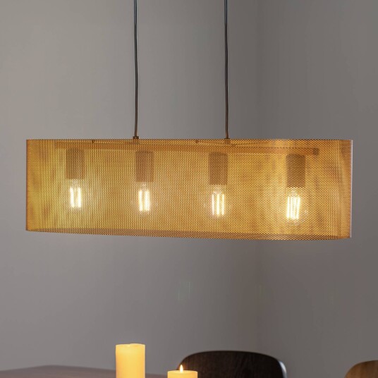 Euluna pendellampe Zofia gullfarget lengde 82 cm