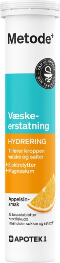Metode væskeerstatning hydrering brusetabletter appelsin 18 stk
