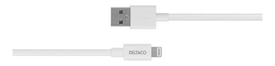 Deltaco Lightning-kabel 0.5m USB-A til Lightning MFi, Hvit