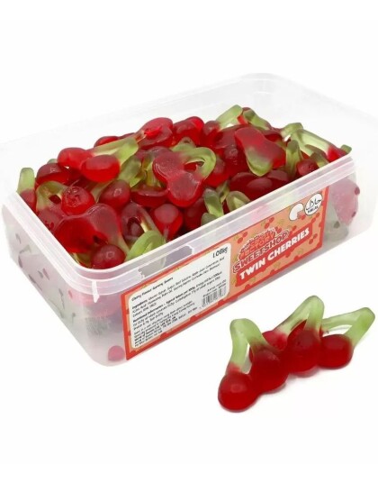 120 stk Sweetshop Twin Cherries Boks med Vingummi Kirsebær 1,08 kg