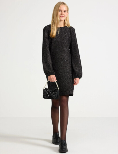 Lindex Kjole Med Sløjfedetalje Black 158/164