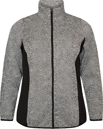 Zizzi Aiggy L/S Fleece Cardigan Dameklær - Grå
