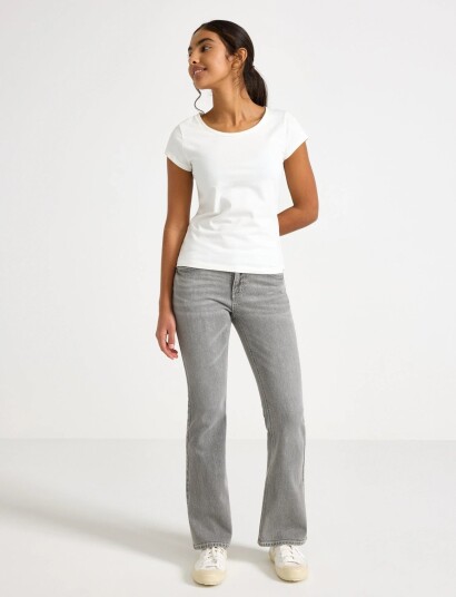 Lindex Freja Flared Leg Jeans With Decorated Back Pockets Grey 158