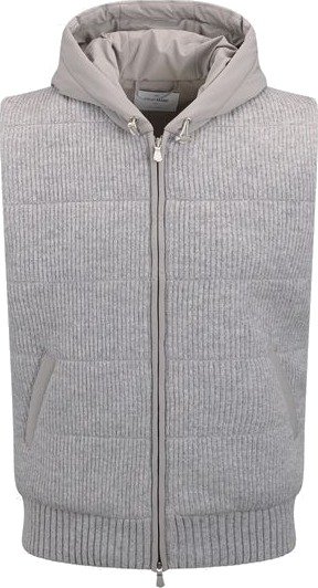 Gran Sasso Knitted wool vest with hoodie 56 grå herre