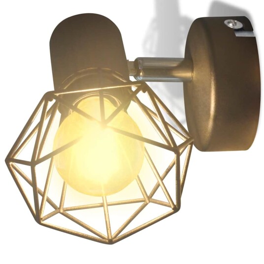 Vegglamper med LED-glødepærer 2 stk industriell stil trådramme svart