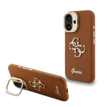 Guess iPhone 16 Grained 4G Logo Stativkameraramme deksel   Brun