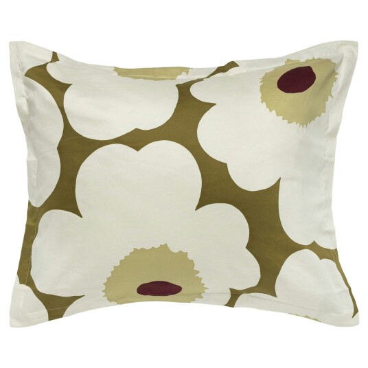 Marimekko Unikko Sateen Putevar 50X60 cm Grønt Rav/Cream