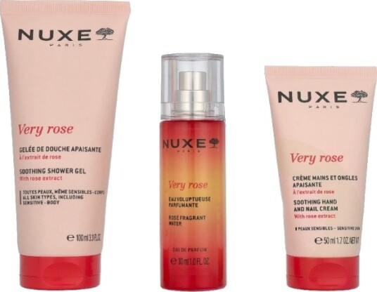 Nuxe Very Rose Set 180 ml Shower Gel 100ml/ Eau De Parfum Spray 30ml/Hand Cream 50ml Nuxe Very Rose Set 180 ml Shower Gel 100ml/ Eau De Parfum Spray 30ml/Hand Cream 50ml