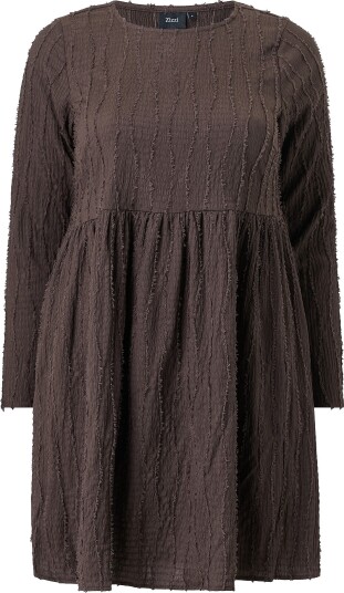 Zizzi - Kjole Vraya, L/S, Abk Dress - Brun