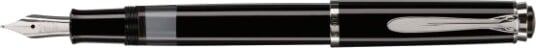 Pelikan M205, Sort, Rustfritt Stål, Innebygd Påfyllingssystem, Harpiks, Kursiv Pennesplitt, Rustfritt Stål, Kraftig