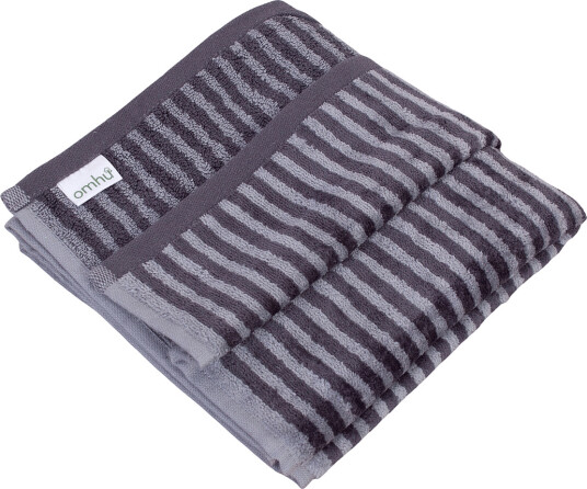 Omhu Økologisk Stribet Håndklæde   Frotté/Velour   Grey   50X100CM