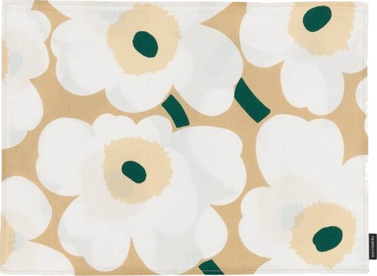 Marimekko Pieni Unikko dekkebrikke 31x42 cm sand/hvit/smaragdgrønn Marimekko Pieni Unikko dekkebrikke 31x42 cm sand/hvit/smaragdgrønn