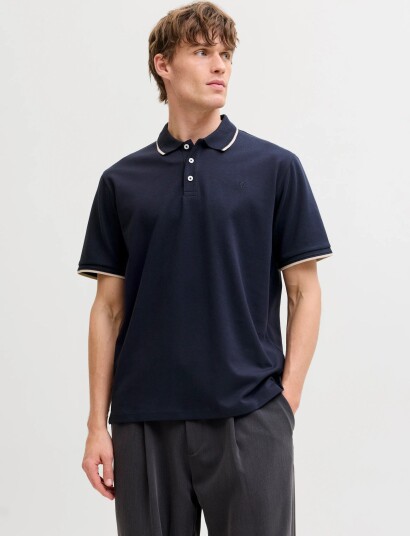 Jack & Jones Jprblaethan Detail Ss Polo Sn   Navy   S