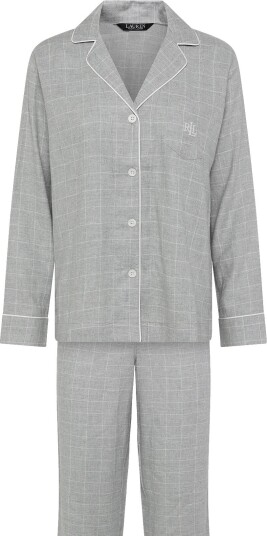 Lauren Ralph Lauren Homewear Lrl L/S Notch Collar Long Pant Pj S GREY PRINT L