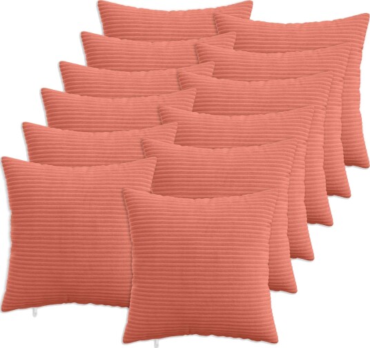 vidaXL Putetrekk 12 pcs HEERLEN Rød oransje 45 x 45 cm cordfløyel