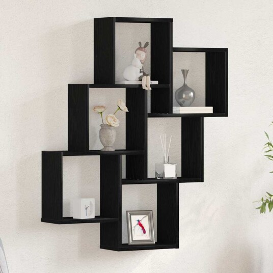 Veggskap i Svart Eik 78x15x92 cm Bygget i Tre